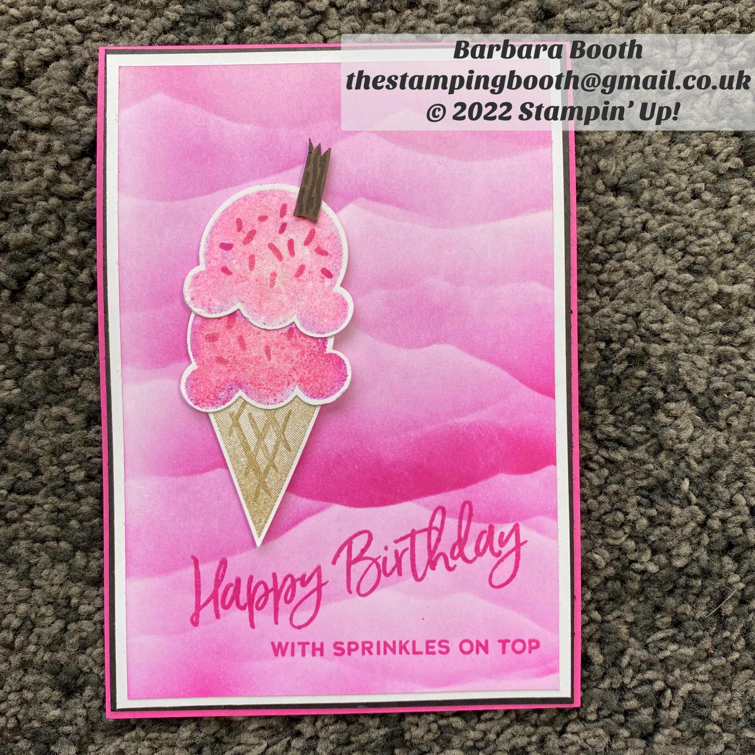 Sweet Ice Cream pretty on Pink card